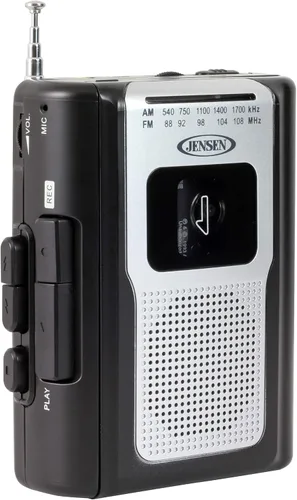 Miniatura 2 de Jensen CR-100 - Radio AM/FM portátil retro, reproductor de cassette personal, diseño compacto y ligero, estéreo de radio AM/FM, reproductor