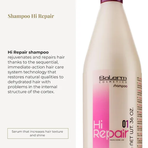 Miniatura 2 de SALERM - Champú reparador - Champú Hi Repair - 33.8 fl oz - Hidratación profunda para cabello dañado - Repara y rejuvenece - Cabello más brillante