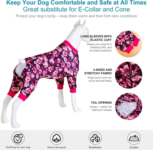 Miniatura 5 de LovinPet Ropa para perros de raza grande – Mameluco para aliviar la ansiedad de las mascotas, camisa de protección solar para perro, cómoda tela