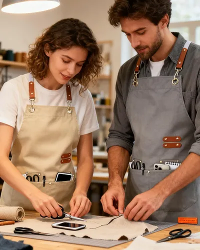 Miniatura 8 de Delantal de Cocina Teskyer con Bolsillos, Resistente al Agua y al Aceite, Delantal de Lona con Espalda Cruzada para Hombre Mujer Chef Servidor