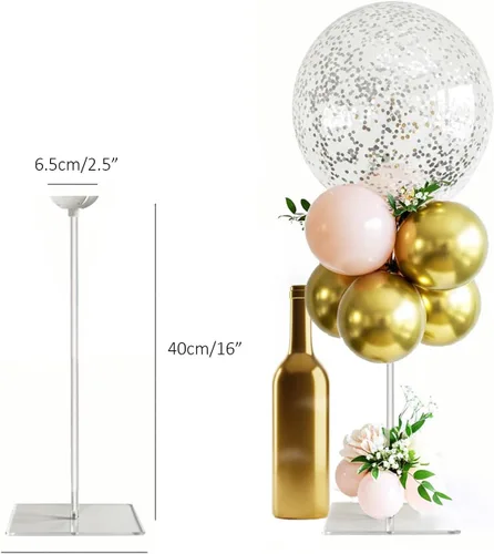 Miniatura 4 de lightsfever Kit de soporte acrílico reutilizable para globos, exhibición de mesa resistente con palos y base, soportes de globos para centros