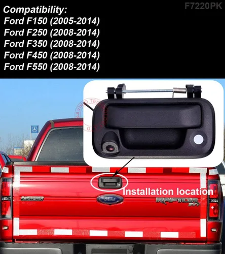Miniatura 6 de HD Tronco Mango Vehículo Cámara Impermeable Puerta Trasera Coche Vista Trasera Copia De Seguridad Cámara De Aparcamiento Para Ford F150 F250 F350