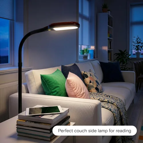 Miniatura 6 de Brightech Litespan - Lámpara de pie LED brillante para manualidades y lectura; moderna, de poste de cuello de cisne; ajustable; ideal para salas