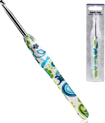 Miniatura 12 de 2.25mm Gancho de Ganchillo Looen, Mango Ergonómico para Manos Artríticas, Agujas de Tejer de Goma Suave Extra Largas para Principiantes de Crochet