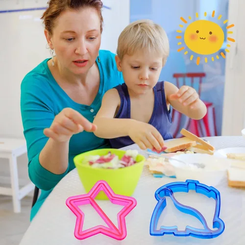 Miniatura 2 de Cortadores de pan para sándwich, formas de verduras para el almuerzo, kit de accesorios de caja Bento, incluye cortador de frutas, palillos