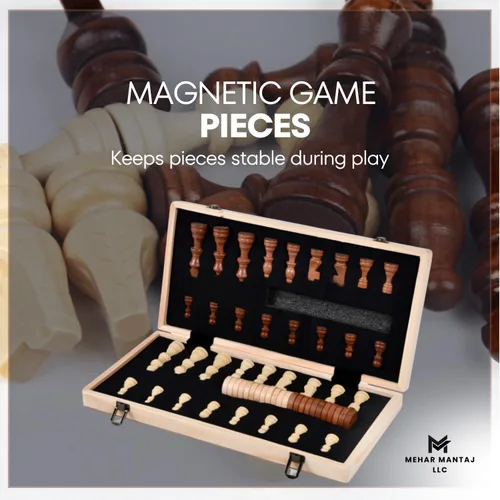 Miniatura 4 de Juego de mesa de ajedrez y damas: juego de estrategia clásico para niños y adultos, portátil y fácil de jugar