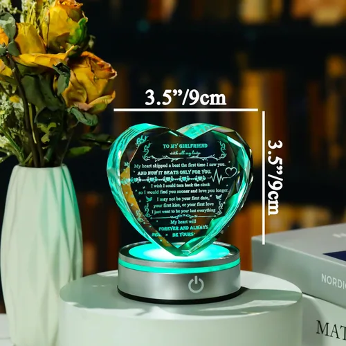 Miniatura 4 de Regalos Qianwei para novia de novio únicos - Regalos personalizados de corazón de cristal para mi novia que lo tiene todo - Ideas de regalo