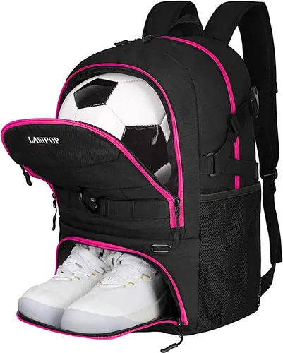 Miniatura 15 de LARIPOP Mochila de Fútbol, Bolsa de Fútbol con Soporte para Balón y Compartimento para Zapatos, Bolsas de Entrenamiento para Equipos Deportivos