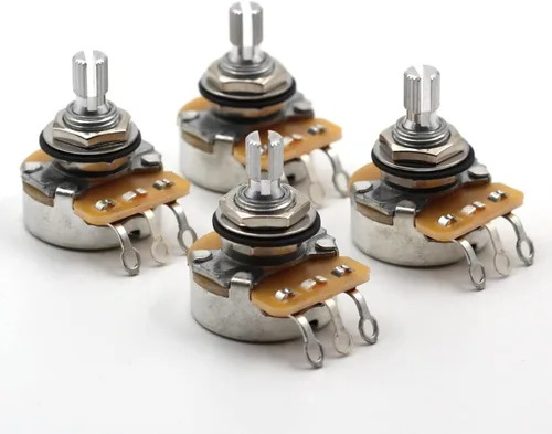 Kit de piezas de guitarra eléctrica: Audio Taper CTS 500k Pot: Juego de 4 (4X) eje dividido, reemplazo para potenciómetro Fender