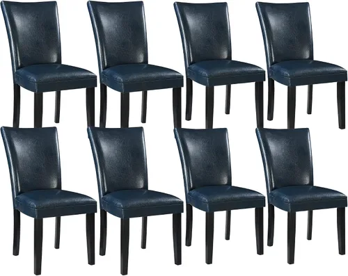 Miniatura 26 de Parsons CY1331BL - Juego de 2 sillas de comedor con patas de madera maciza, sillas laterales de piel sintética para cocina con asiento tapizado