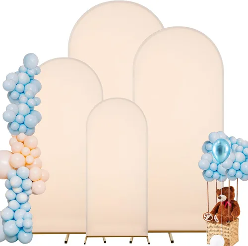 Peryiter 4 fundas de telón de fondo de arco de elastano, beige, para decoración de cumpleaños de boda, 7.2 pies, 6 pies, 5 pies, 4 pies incluidos