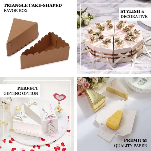Miniatura 4 de Efavormart - Paquete de 10 cajas de postre de papel triangular de papel de aluminio plateado de 5 x 3 pulgadas, caja de una sola porción con parte