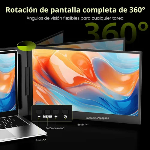 Miniatura 8 de QQH Extensor de pantalla para laptop, 15.6 pulgadas, 1080P, triple monitor portátil con pantalla IPS Full HD ultrafina, monitor dual de viaje USB-C