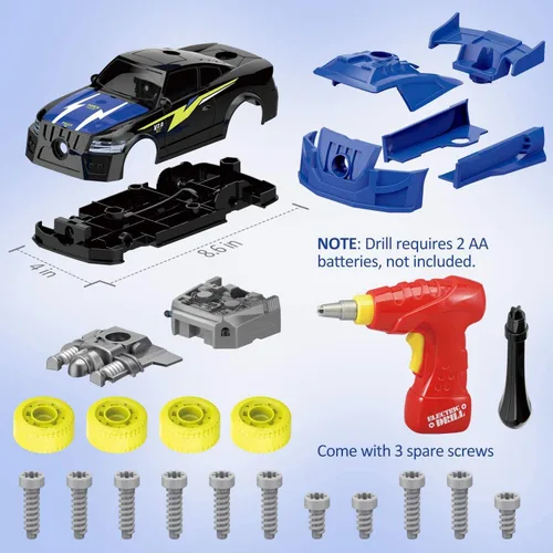 Miniatura 6 de Coogam Auto de carreras desmontable con herramienta de destornillador eléctrico, juguete de habilidad motora fina, juego de construcción