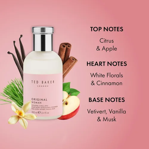 Miniatura 5 de Ted Baker Woman Pink EDT, fragancia femenina verde floral, notas de apertura, durazno fresco, bergamont y mandarina con almizcle cálido, vainilla