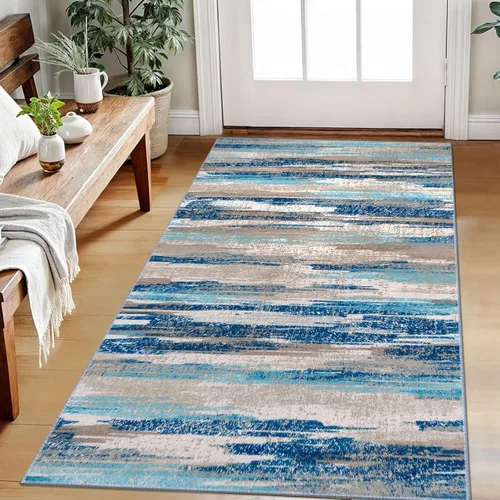 Miniatura 105 de Alfombra de pasillo moderna Lansny 2 x 6 pulgadas, alfombra de cocina lavable verde mostaza multicolor, alfombra antideslizante suave para pasillo