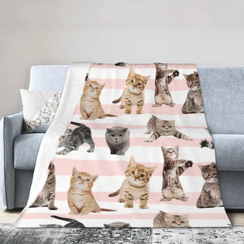 Miniatura 2 de Manta Mullida de Forro Polar 350 GSM de Microfibra Ultra-Suave para Adultos y Niños, Regalo para Sofá, Cama, Gato Lindo 80"x60" Lindo gato
