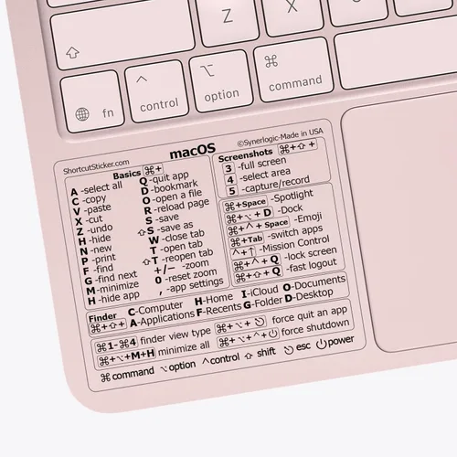 Miniatura 7 de Synerlogic 100 calcomanías (universal/neo/aire/pro) de teclado de referencia para Mac OS, vinilo laminado, para MacBook/iMac/Mini