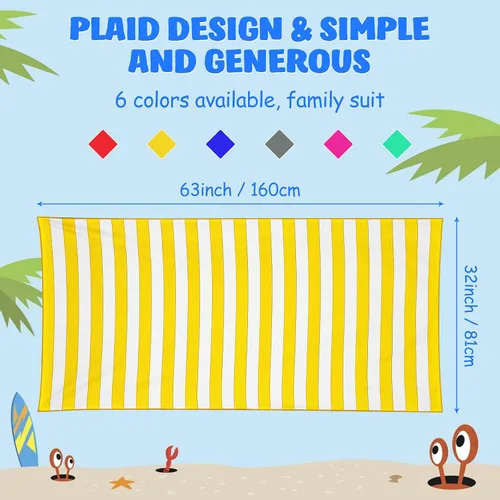 Miniatura 7 de Tatuo Juego de 6 toallas de playa de microfibra de 63 x 32 pulgadas, de gran tamaño, sin arena, de secado rápido, para playa, piscina, toalla