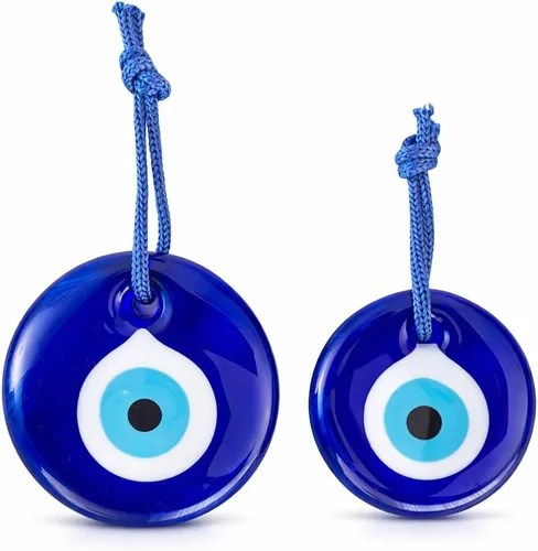 Adorno para colgar en la pared de cristal turco, cuentas de Nazar turco, dije de protección contra el mal de ojo para el hogar, juego de 2 amuletos