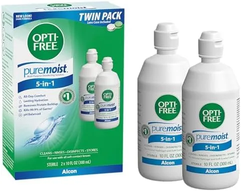 Optifree Solución para lentes de contacto Puremoist y gotas de rehumectación Puremoist sin Opti-Free