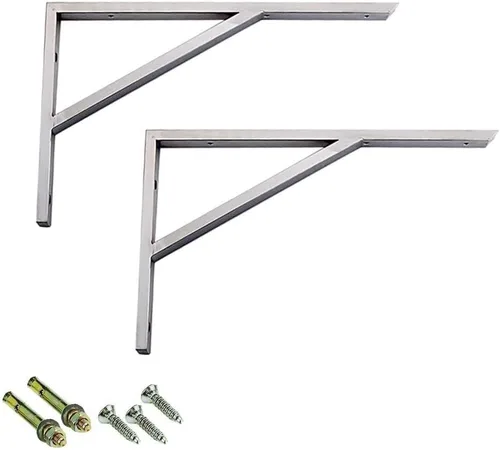Miniatura 10 de Soportes triangulares de acero inoxidable para encimera de mármol grueso, 2 estilos, juego de 2 estantes de mesa de oficina resistentes para mesa
