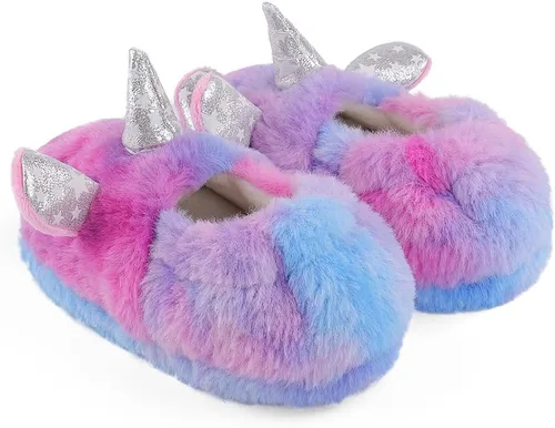 Miniatura 3 de KAKU NANU Pantuflas para niños pequeños con dibujos animados de animales, para niñas y niños, cálidas, de forro polar, para el hogar