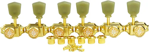 Miniatura 8 de Guyker Cabezales de Máquina de Guitarra con Bloqueo (3R + 3L) – Proporción 1:15 Llave de Afinación Vintage Deluxe con Clavijas de Repuesto