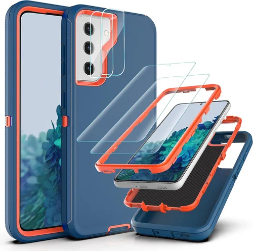 Miniatura 12 de Funda resistente 3 en 1 para Galaxy S21 (no para S21 Plus), con película de TPU flexible y película de lente de cámara, paquete de 2 fundas