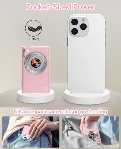 Miniatura 7 de Cámara digital, cámara de videoblogs 4K para YouTube con cámaras de enfoque automático para fotografía con zoom digital 16X, cámara digital compacta