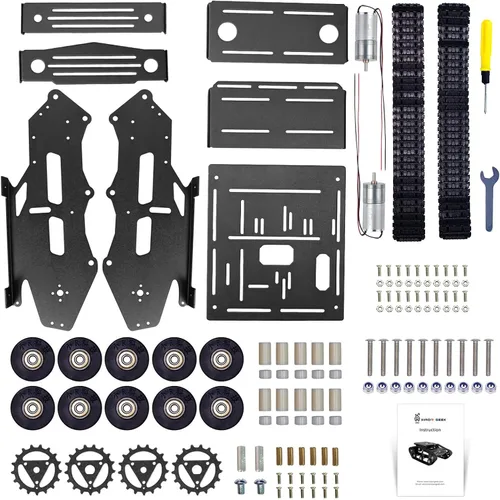 Miniatura 4 de Kit de chasis de coche robot inteligente, chasis de tanque grande de metal completo con motores de 2WD para Arduino Raspberry Pi Jetson Python DIY