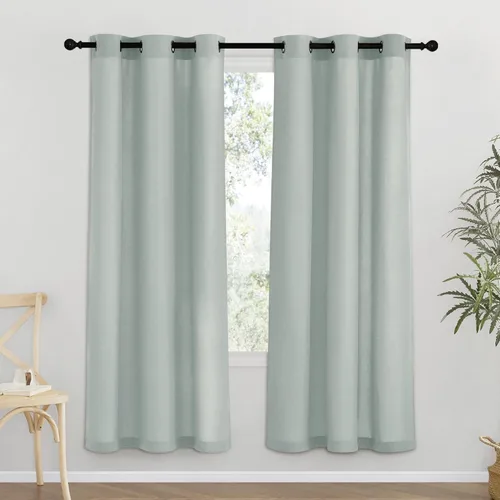 Miniatura 246 de NICETOWN Cortinas de lino natural con textura de lino para dormitorio, mezcla de lino rústica con ojales en la parte superior, semitransparentes