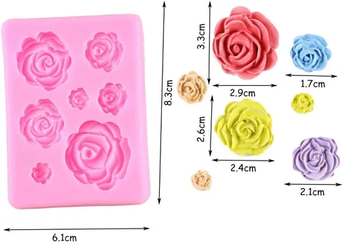 Miniatura 6 de Tvoip Molde de silicona de flor de rosa, 2 piezas, molde de fondant, herramientas de decoración de pasteles, molde de chocolate, para hornear