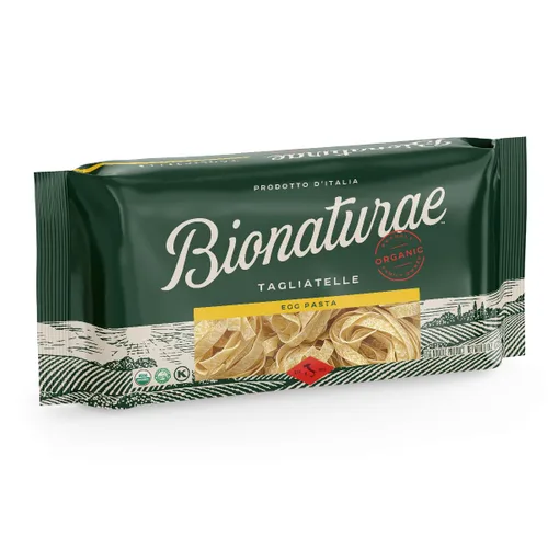 Bionaturae Pasta Tradicional de Huevo Orgánica Tagliatelle - Sémola de Trigo Duro, Kosher, 7g de Proteína por Porción, Sin GMO, Certificada Orgánica