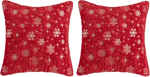 Miniatura 12 de MOJUN Fundas de almohada de Navidad, paquete de 2 fundas de almohada decorativas suaves y bonitas con fundas de almohada impresas con purpurina