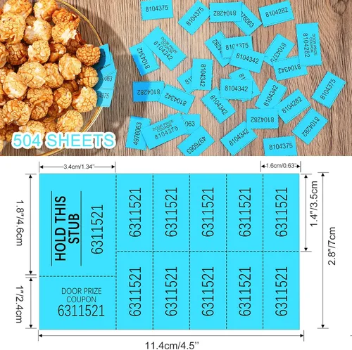 Miniatura 3 de Kosiz 504 hojas de boletos de subasta de rifas con 10 números de oferta para rifas silenciosas de 10 números de oferta, subasta de canastas, eventos