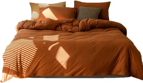 Miniatura 7 de Nayoroom Juego de funda de edredón para niños, color naranja quemado, tamaño individual, color caramelo, calabaza, óxido, estilo moderno
