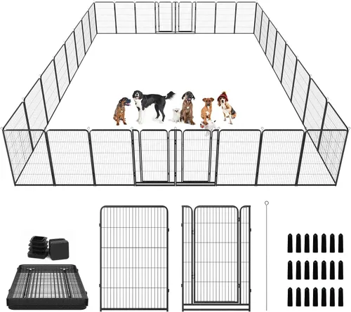 Miniatura 12 de Kfvigoho Corralito para perros para exteriores, extra ancho, 12 paneles de alta resistencia con revestimiento antioxidante, valla para perro