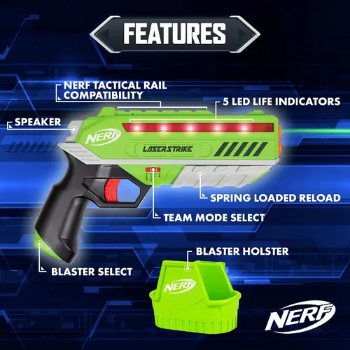 Miniatura 2 de NERF Laser Strike - Paquete completo de juego de etiqueta láser para 2 jugadores con 2 lanzadores de alcance de 300 pies y 2 fundas