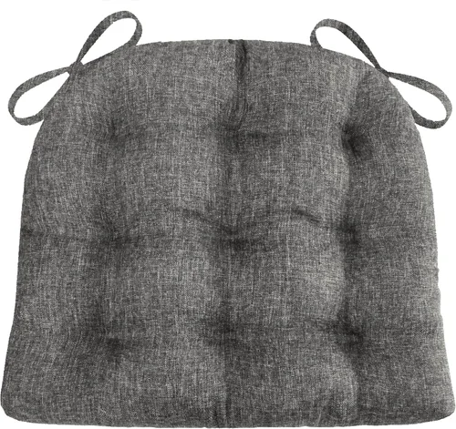 Miniatura 21 de Barnett Almohadilla para silla de comedor con lazos. Gamuza microfibra, microgamuza, reversible, relleno de espuma de látex, se puede lavar a Negro