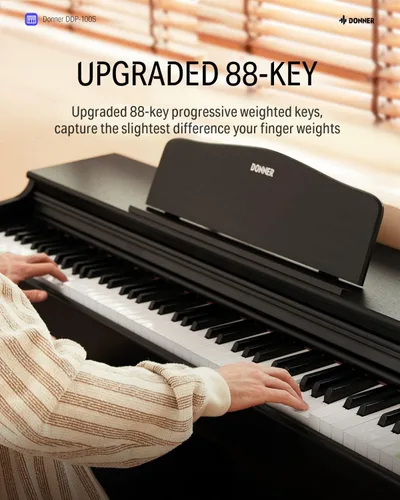 Miniatura 2 de Donner DDP-100S - Piano digital de 88 teclas, teclado de piano de acción de martillo graduado con MIDI IN/OUT, 200 sonidos, 200 ritmos, 100