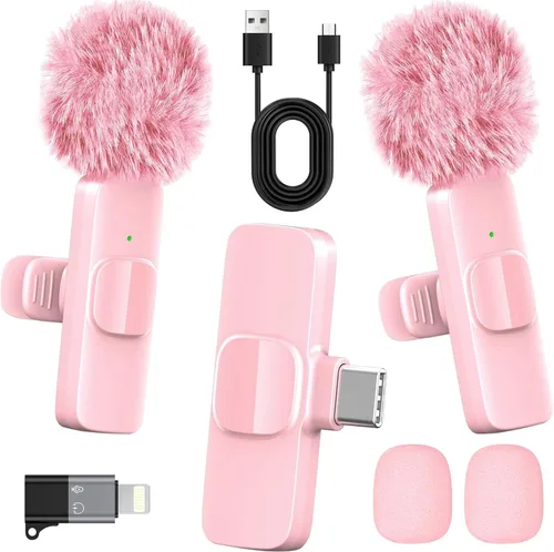 Miniatura 8 de Micrófono de solapa inalámbrico Lavalier para iPhone - Mini micrófono Bluetooth con reverberación, micrófono portátil con clip para grabación