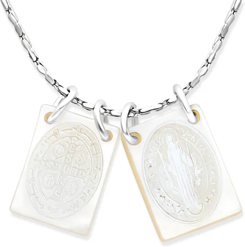 Miniatura 12 de Collar con Escapulario Católico - Escapulario de la Virgen del Carmen - Colgante de la Virgen María - Joyería de Escapularios Católicos