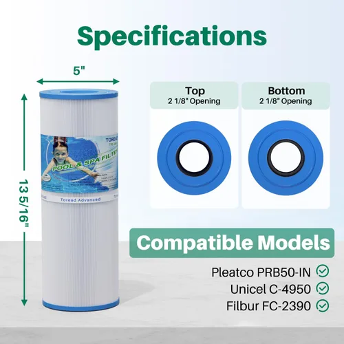 Miniatura 2 de TOREAD Filtro de spa TRF-4950 reemplaza a Unicel C-4950, Pleatco PRB50-IN, Guardian 413-212-02, Filbur FC-2390, 373045, 03FIL1600, 17-2380, Jacuzzi