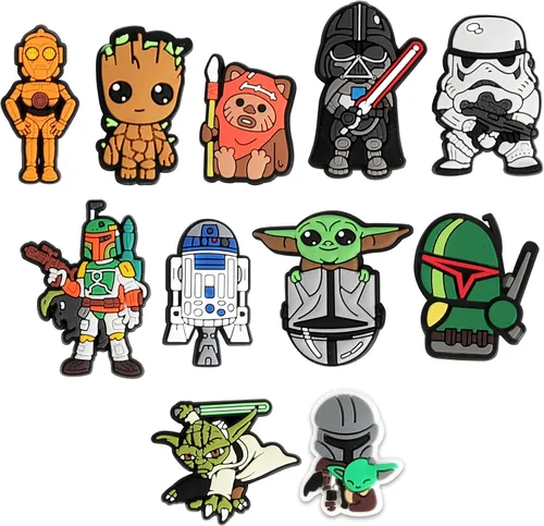Miniatura 4 de 20 dijes de estrella para zapatos para zuecos y sandalias, accesorios de zapatos para niños y hombres, regalos de fiesta, Cloruro de polivinilo