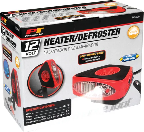 Miniatura 5 de Performance Tool W5009 12V Calentador compacto y descongelador con base giratoria, mango oscilante y linterna LED