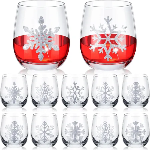 Miniatura 12 de Zhehao 12 vasos de vino sin tallo de Acción de Gracias de 12 onzas, vasos de calabaza y pavo, vasos de vacaciones, regalos ideales para otoño