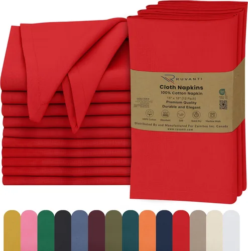 Miniatura 35 de Ruvanti - Servilletas de tela, paquete de 6, 45x45 centímetros, 100% algodón, lavables, suaves y absorbentes, perfectas para bodas, cenas de Belleza