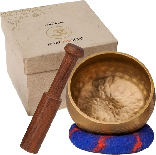 Miniatura 9 de Juego de cuencos tibetanos hechos a mano, cuenco de sonido de 4 pulgadas para meditación, curación de sonido y yoga, instrumento de curación