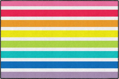 Flagship Carpets Hello Sunshine - Alfombra de área para aula, diseño de rayas de arco iris brillante, para aprendizaje en interiores o dormitorio de